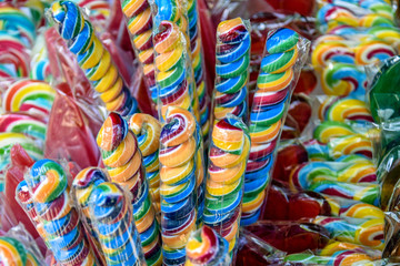 Fototapeta na wymiar An assortment of colourful festive sweets, caramel and candies