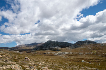 Fototapeta na wymiar Natural landscape from the plateau of Coscione, hiking in Corsica, France.