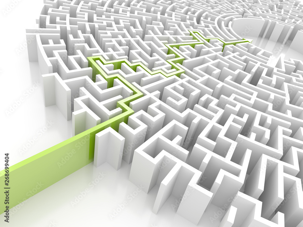 Poster target maze, business and life choices concepts. original 3d rendering