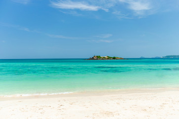 beautiful island the beach like paradise and blue aqua sea water summer background in Thailand.