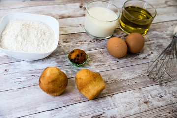 muffins on wooden background