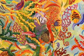  multicolored hand-drawn seascape