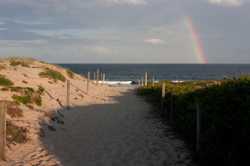 At the Cronulla Beach with a rainbow in Sydney