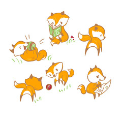 vector character fox baby set design elements