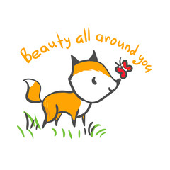 vector character fox baby beauty all around