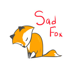 Obraz premium vector character fox baby sad print isolated