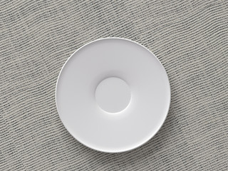 White plate on the table top view. 3d rendering