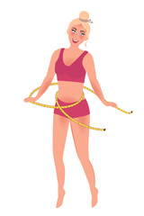 Slender young girl in a sports swimsuit. Vector graphics people with a beautiful figure