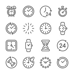 Set of clocks or time outline icons. Vector illustration.