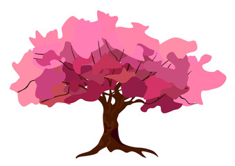 Vector image of a cherry tree (sakura) on a white background. EPS 10 vector for your design projects.