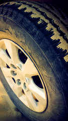 truck wheel on the sand