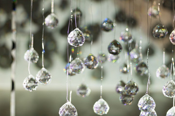 Sculpture of pendulums made of crystals.