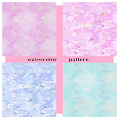 Seamless watercolor colored abstract pattern. Vector set of 4.