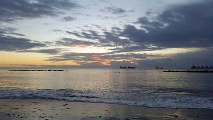 Fototapeta premium The beautiful sunset natural sea landscape