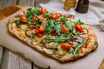vegetable pizza at the Rome dough, pinsa - 268709892