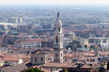Fototapeta premium Detail of the beautiful city of Bergamo in Northern Italy seen from above