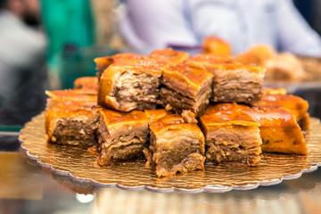 Turkish arabian eastern sweets baklava with nuts