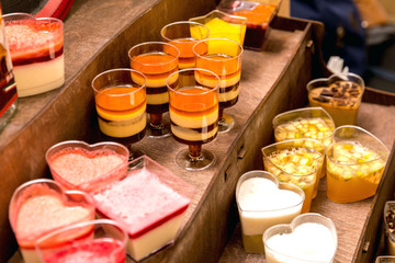 Sweet delicious jelly shots desserts for party