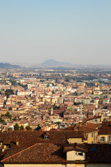 Fototapeta na wymiar Detail of the beautiful city of Bergamo in Northern Italy seen from above