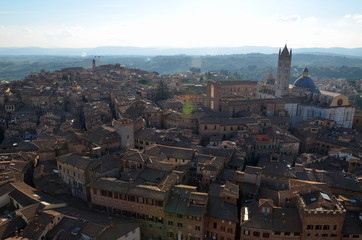 view of historic city and cathedral of Siena, Tuscany, Italy, landscape