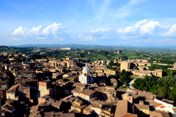 view on historic italian town of Siena, Tuscany