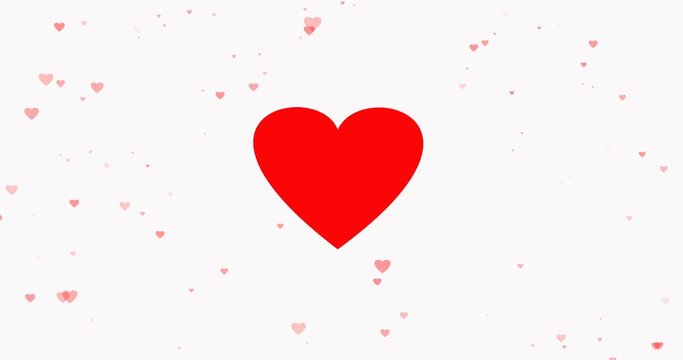 4K video. Flying heart animation. Hearts particles animation, video on white background