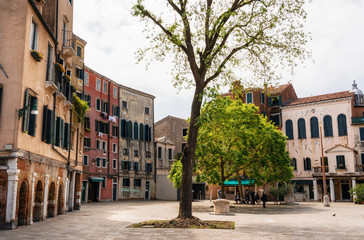 Main square The Venetian Ghetto or Campo del Ghetto Nuovo, Venice, Italy