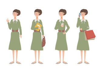 Character of woman lifestyle animation set.