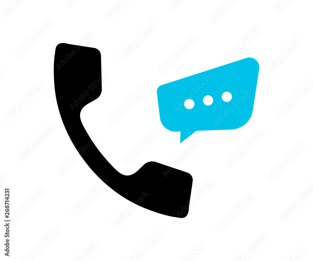 Poster telephone receiver vector icon. telephone receiver with speech bubble symbol. contact us vector icon