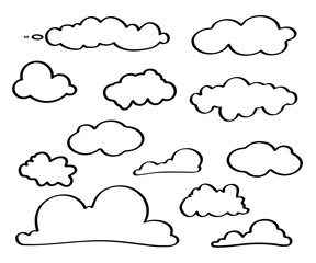 Cloud Icon. Clouds line art icon. Set of different sky in line or outline