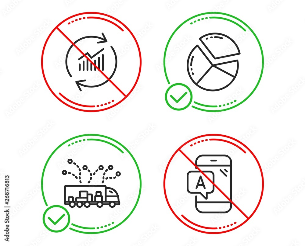 Aufkleber do or stop. pie chart, truck delivery and update data icons simple set. ab testing sign. presentatio