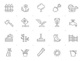 Garden and Gardening tools Icons - vector icon set