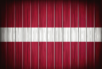 Flag of Latvia, background wood.