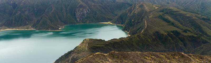 Obraz na płótnie Canvas Aerial landscape of the amazing Lagoa do Fogo lake
