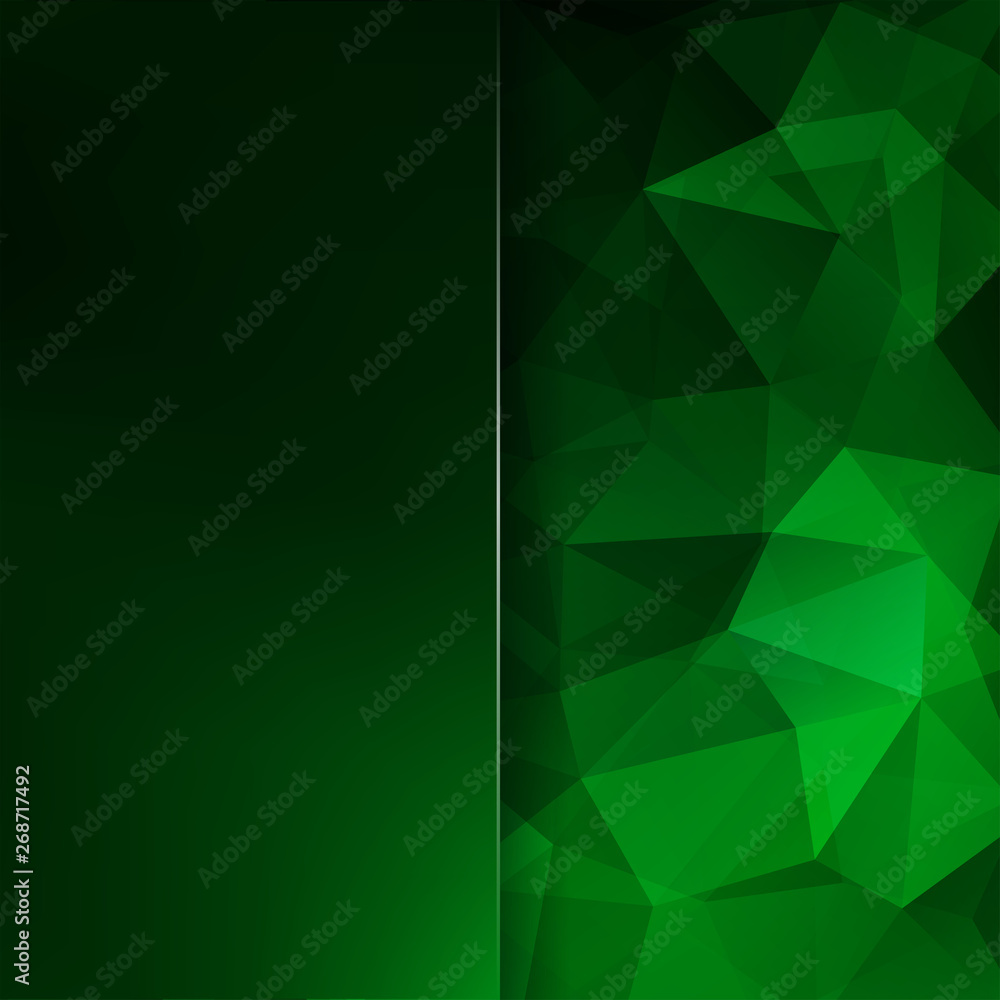 Poster geometric pattern, polygon triangles vector background in green tones. blur background with glass. i