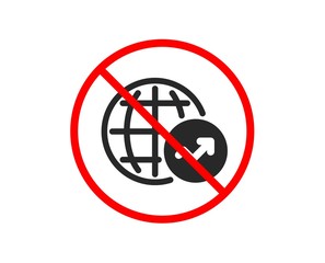 No or Stop. World Statistics icon. Report chart or Sales growth sign. Data Analysis graph symbol. Prohibited ban stop symbol. No world Statistics icon. Vector