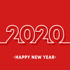 2020 Happy New Year template. Minimal line design background for typography, printing products, flyer, brochure covers or invitation cards