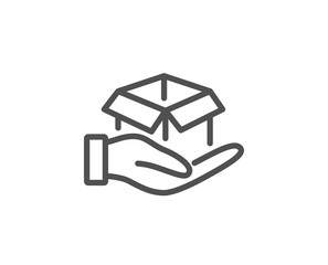 Hold open box line icon. Delivery parcel sign. Cargo package symbol. Quality design element. Linear style hold box icon. Editable stroke. Vector