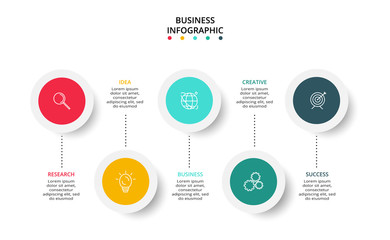 Circle elements of graph, diagram with 5 steps, options, parts or processes. Template for infographic, presentation