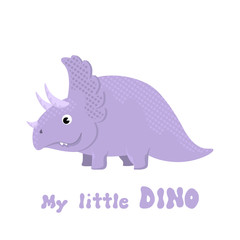 Little Triceratops cute print. For nursery t-shirt, kids apparel, invitation, child design. Vector