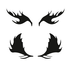 Elk horns. Silhouette. Blank for design, printing on t-shirts. Vector