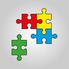 Fototapeta premium Puzzle vector illustration. Four piece puzzle