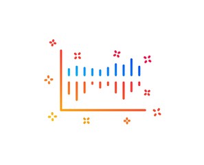 Obraz premium Column chart line icon. Financial graph sign. Stock exchange symbol. Business investment. Gradient design elements. Linear column diagram icon. Random shapes. Vector