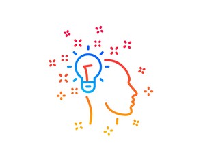 Idea line icon. Human head with light bulb sign. Inspiration symbol. Gradient design elements. Linear idea icon. Random shapes. Vector