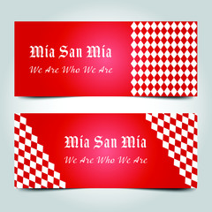 Vector illustration of Mia San Mia design banner, card, card, temple. The phrase Mia san Mia is FC Bayern Munich's motto which roughly translates to We are who we are.