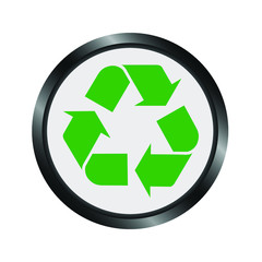 Vector illustration of recycle icon. Style is flat rounded symbol, eco green, rounded angles, white background
