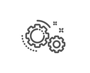 Gears line icon. Teamwork cogwheel sign. Working process symbol. Quality design element. Linear style gears icon. Editable stroke. Vector