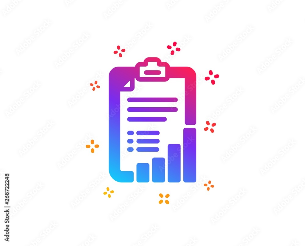 Poster checklist icon. graph chart sign. growth diagram symbol. dynamic shapes. gradient design checklist i