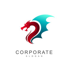 dragon logo , martial arts logo + traditional icon + flying dragon symbol
