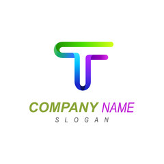 logo letter t, delivery express icon , logo t with a simple line display, colorful icon